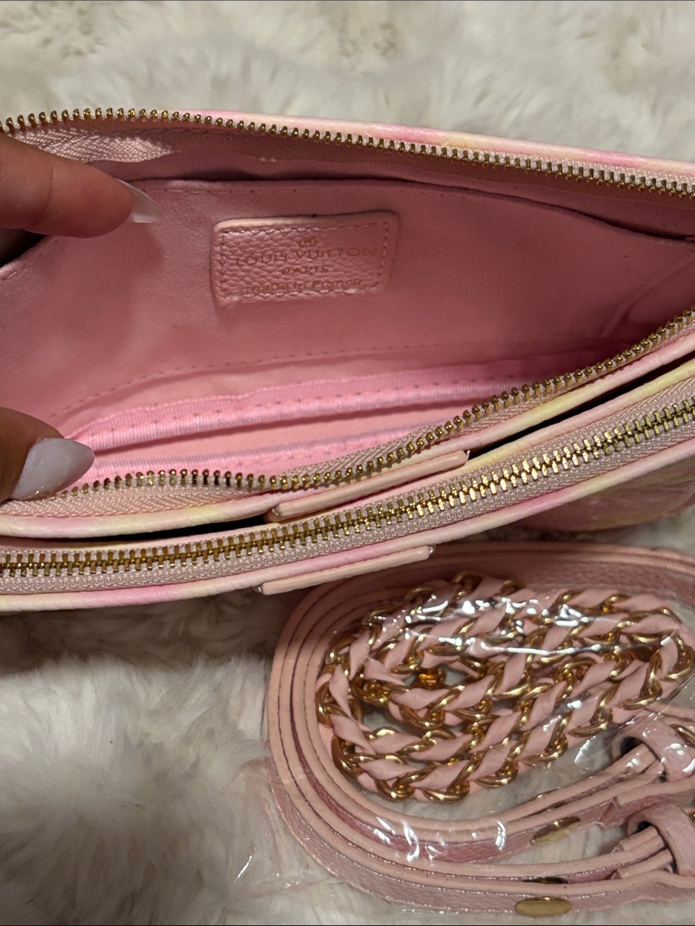 Pastel Pink & Yellow Monogram Crossbody 2 piece Bag - Picture 2 of 4